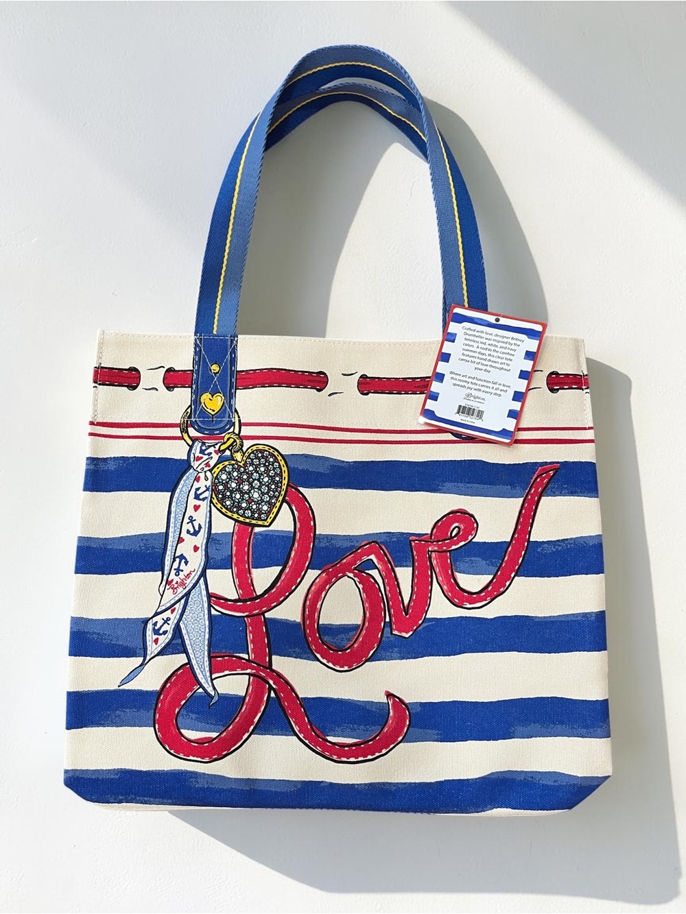 NWT Brighton Striped Love Tote Bag Canvas Americana Limited Edition
